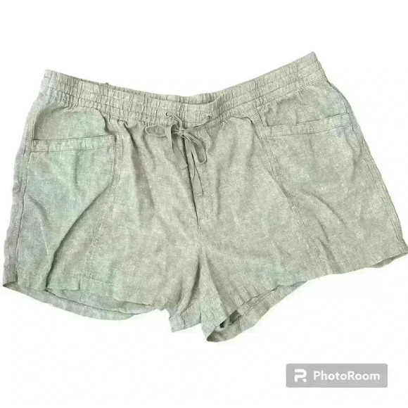 GAP Pants - GAP Linen Elastic Waist Tie Front Shorts with Pockets Size XXL 2XL Chino Linen